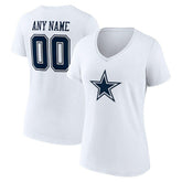 Dallas Cowboys Women's Team Authentic Personalized Name & Number V-Neck T-Shirt - White online