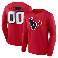 Houston Texans Team Authentic Personalized Name & Number Long Sleeve T-Shirt - Red online