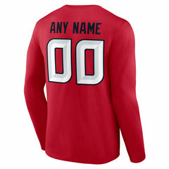 Houston Texans Team Authentic Personalized Name & Number Long Sleeve T-Shirt - Red online
