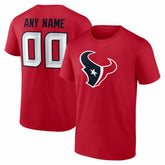 Houston Texans Team Authentic Personalized Name & Number T-Shirt - Red discount