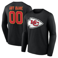 Kansas City Chiefs Team Authentic Personalized Name & Number Long Sleeve T-Shirt - Black sale