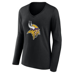 Minnesota Vikings Women's Team Authentic Personalized Name & Number Long Sleeve V-Neck T-Shirt - Black for sale