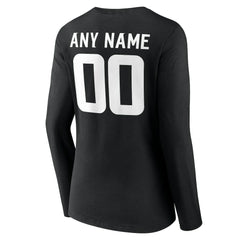 Minnesota Vikings Women's Team Authentic Personalized Name & Number Long Sleeve V-Neck T-Shirt - Black for sale