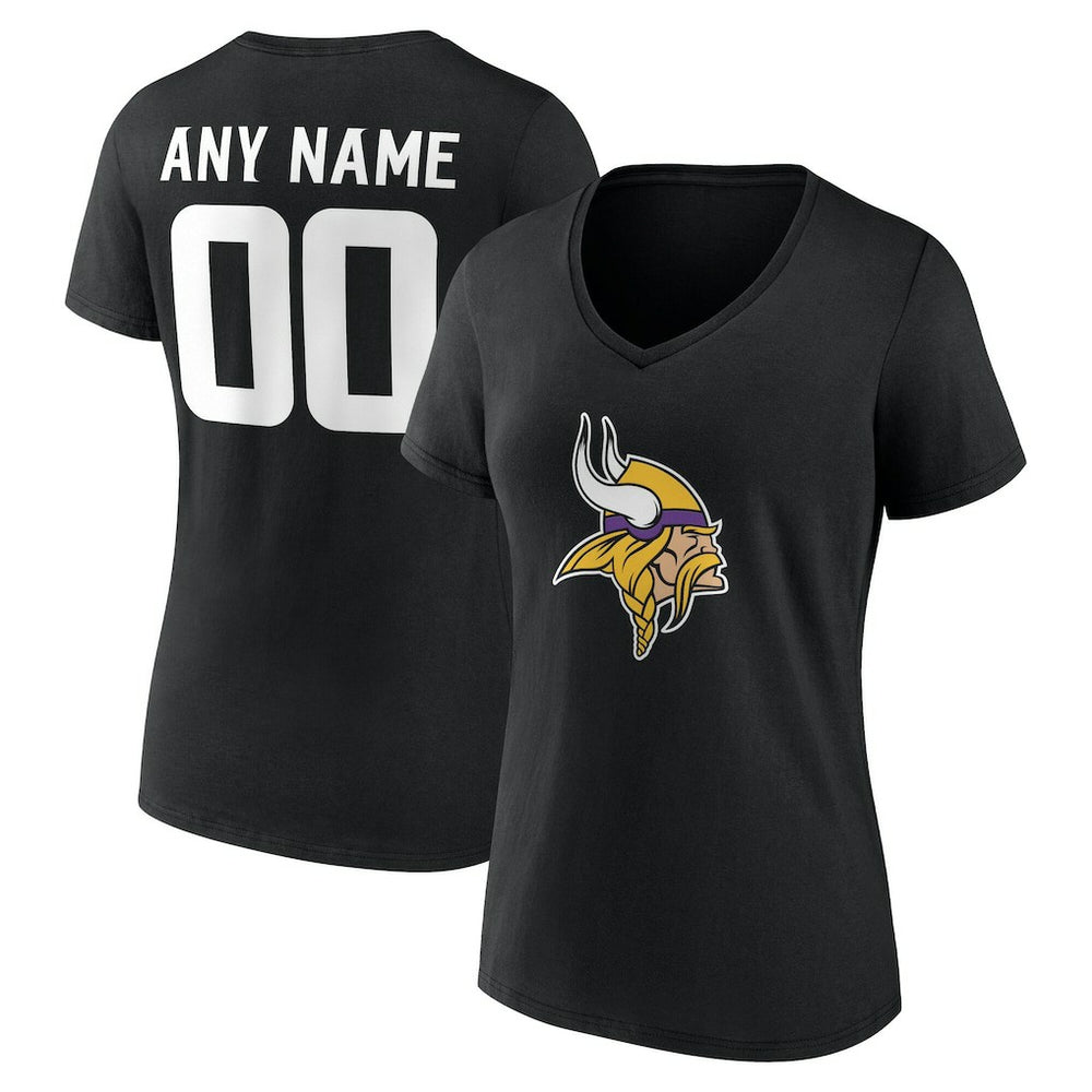Minnesota Vikings Women's Team Authentic Personalized Name & Number V-Neck T-Shirt - Black online