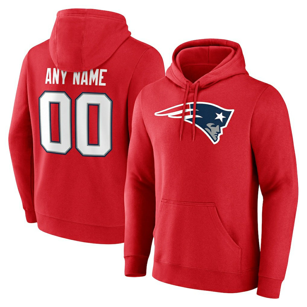 New England Patriots Team Authentic Personalized Name & Number Hoodie - Red discount