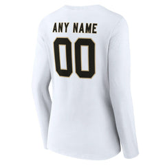 New Orleans Saints Women's Team Authentic Personalized Name & Number Long Sleeve V-Neck T-Shirt - White for sale