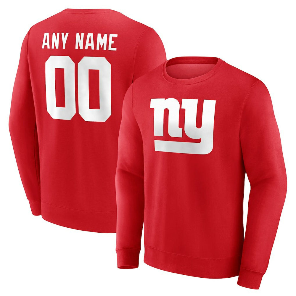 New York Giants Team Authentic Personalized Name & Number Sweatshirt - Red outlet