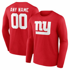 New York Giants Team Authentic Personalized Name & Number Long Sleeve T-Shirt - Red outlet