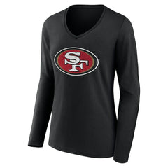 San Francisco 49ers Women's Team Authentic Personalized Name & Number Long Sleeve V-Neck T-Shirt - Black online
