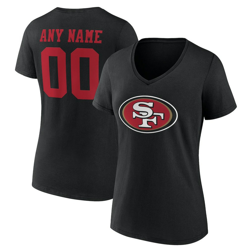 San Francisco 49ers Women's Team Authentic Personalized Name & Number V-Neck T-Shirt - Black cheap