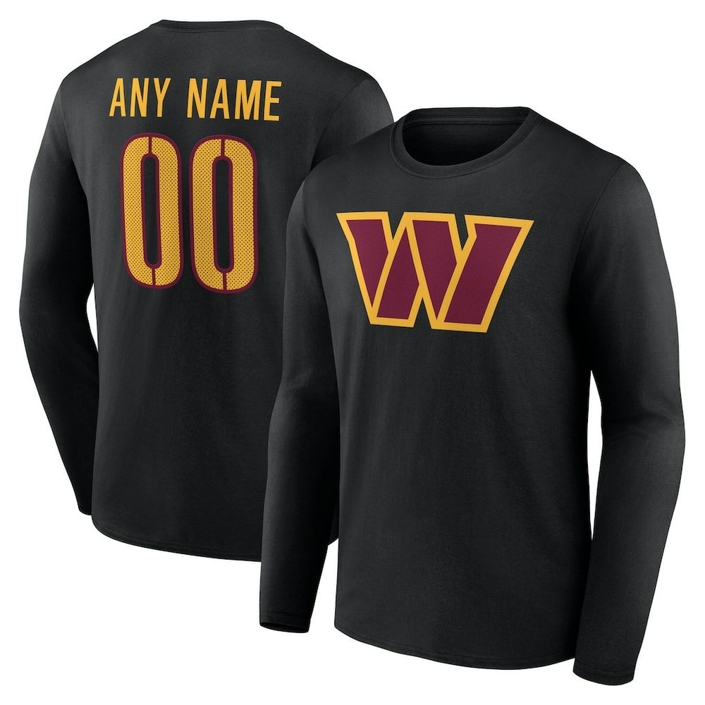 Washington Commanders Team Authentic Personalized Name & Number Long Sleeve T-Shirt - Black outlet