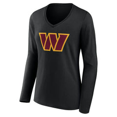 Washington Commanders Women's Team Authentic Personalized Name & Number Long Sleeve V-Neck T-Shirt - Black on sale