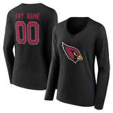 Arizona Cardinals Women's Team Authentic Personalized Name & Number Long Sleeve V-Neck T-Shirt - Black cheap