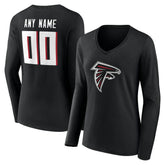 Atlanta Falcons Women's Team Authentic Personalized Name & Number Long Sleeve V-Neck T-Shirt - Black cheap