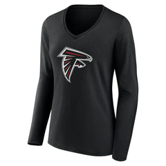 Atlanta Falcons Women's Team Authentic Personalized Name & Number Long Sleeve V-Neck T-Shirt - Black cheap