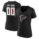 Atlanta Falcons Women's Team Authentic Personalized Name & Number V-Neck T-Shirt - Black on sale