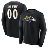 Baltimore Ravens Team Authentic Personalized Name & Number Sweatshirt - Black cheap