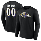 Baltimore Ravens Team Authentic Personalized Name & Number Long Sleeve T-Shirt - Black on sale