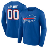 Buffalo Bills Team Authentic Personalized Name & Number Long Sleeve T-Shirt - Royal cheap