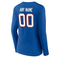 Buffalo Bills Women's Team Authentic Personalized Name & Number Long Sleeve V-Neck T-Shirt - Royal cheap
