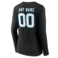 Carolina Panthers Women's Team Authentic Personalized Name & Number Long Sleeve V-Neck T-Shirt - Black on sale