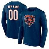 Chicago Bears Team Authentic Personalized Name & Number Long Sleeve T-Shirt - Navy cheap