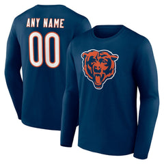 Chicago Bears Team Authentic Personalized Name & Number Long Sleeve T-Shirt - Navy cheap