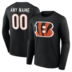 Cincinnati Bengals Team Authentic Personalized Name & Number Long Sleeve T-Shirt - Black for sale