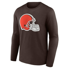 Cleveland Browns Team Authentic Personalized Name & Number Long Sleeve T-Shirt - Brown discount