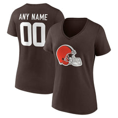 Cleveland Browns Women's Team Authentic Personalized Name & Number V-Neck T-Shirt - Brown online