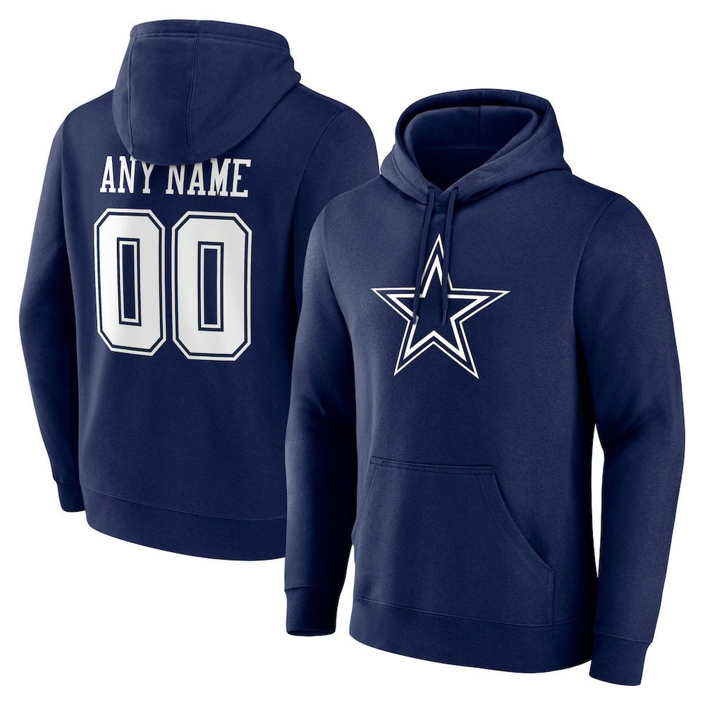 Dallas Cowboys Team Authentic Personalized Name & Number Hoodie - Navy sale