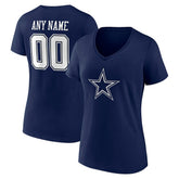 Dallas Cowboys Women's Team Authentic Personalized Name & Number V-Neck T-Shirt - Navy outlet
