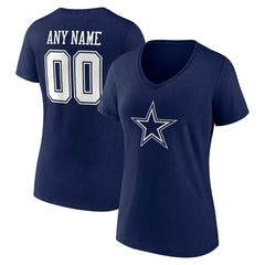 Dallas Cowboys Women's Team Authentic Personalized Name & Number V-Neck T-Shirt - Navy outlet
