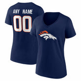 Denver Broncos Women's Team Authentic Personalized Name & Number V-Neck T-Shirt - Navy outlet