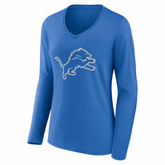 Detroit Lions Women's Team Authentic Personalized Name & Number Long Sleeve V-Neck T-Shirt - Blue for sale