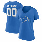 Detroit Lions Women's Team Authentic Personalized Name & Number V-Neck T-Shirt - Blue cheap