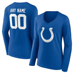 Indianapolis Colts Women's Team Authentic Personalized Name & Number Long Sleeve V-Neck T-Shirt - Royal sale