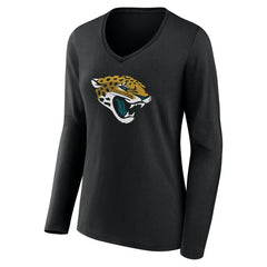 Jacksonville Jaguars Women's Team Authentic Personalized Name & Number Long Sleeve V-Neck T-Shirt - Black discount