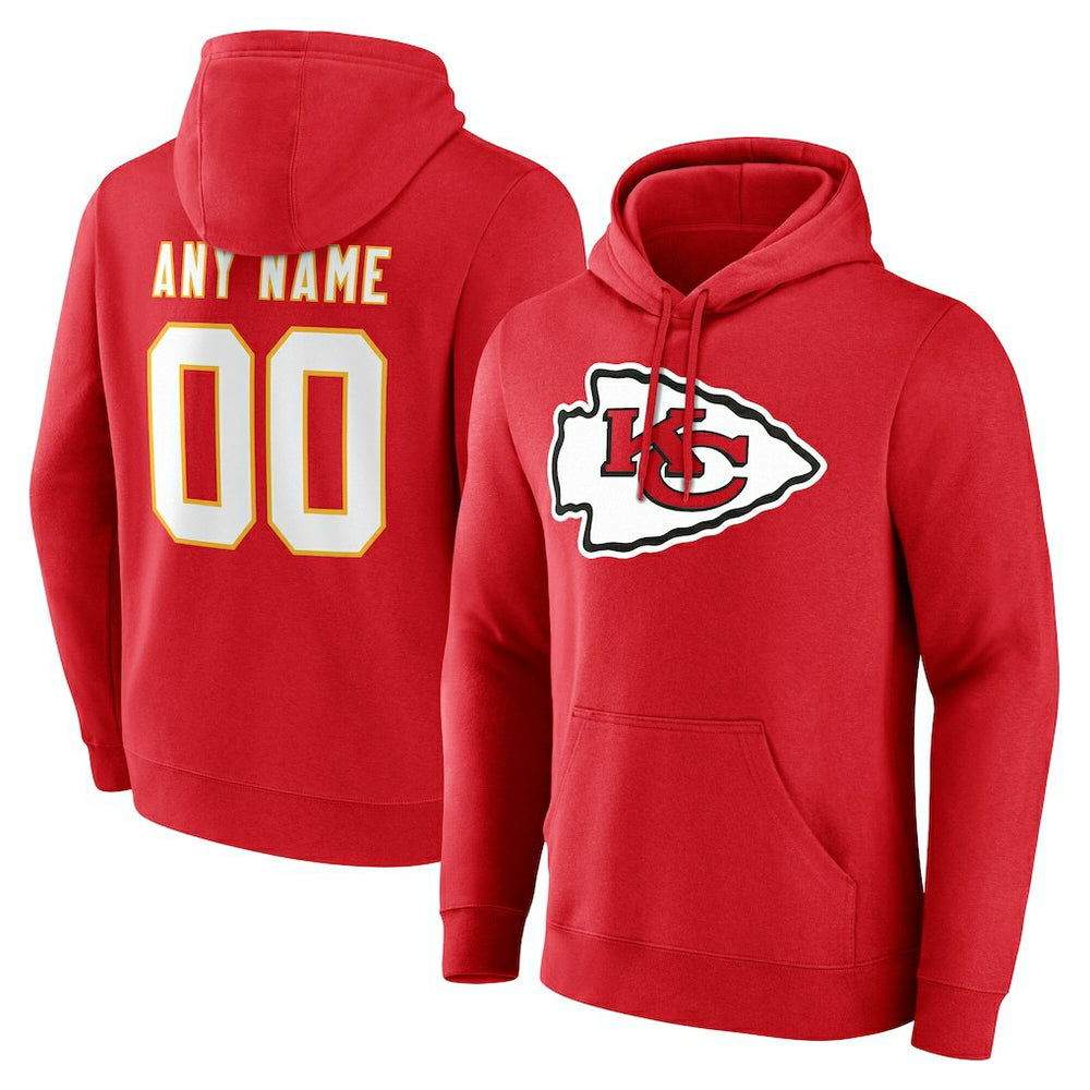 Kansas City Chiefs Team Authentic Personalized Name & Number Hoodie - Red sale