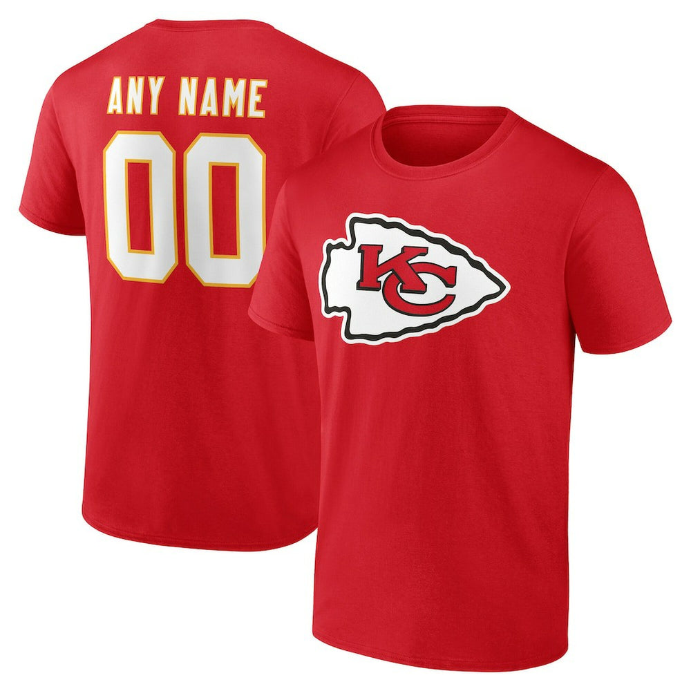 Kansas City Chiefs Team Authentic Personalized Name & Number T-Shirt - Red cheap