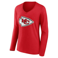 Kansas City Chiefs Women's Team Authentic Personalized Name & Number Long Sleeve V-Neck T-Shirt - Red online