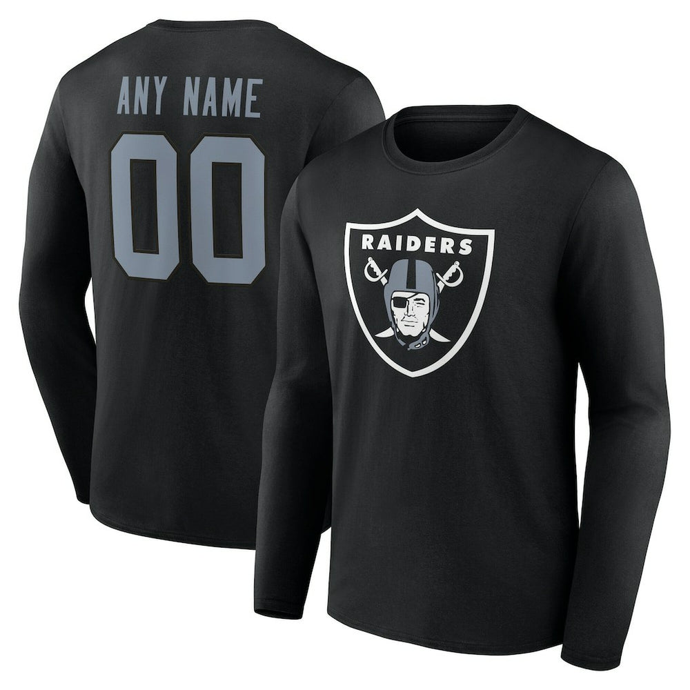 Las Vegas Raiders Team Authentic Personalized Name & Number Long Sleeve T-Shirt - Black on sale