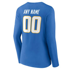 Los Angeles Chargers Women's Team Authentic Personalized Name & Number Long Sleeve V-Neck T-Shirt - Powder Blue outlet