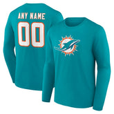 Miami Dolphins Team Authentic Personalized Name & Number Long Sleeve T-Shirt - Aqua online