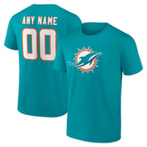 Miami Dolphins Team Authentic Personalized Name & Number T-Shirt - Aqua outlet