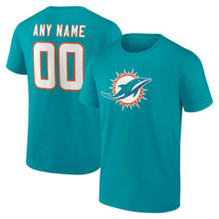 Miami Dolphins Team Authentic Personalized Name & Number T-Shirt - Aqua outlet