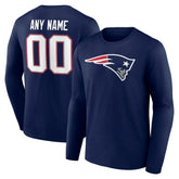 New England Patriots Team Authentic Personalized Name & Number Long Sleeve T-Shirt - Navy online