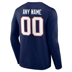 New England Patriots Team Authentic Personalized Name & Number Long Sleeve T-Shirt - Navy online