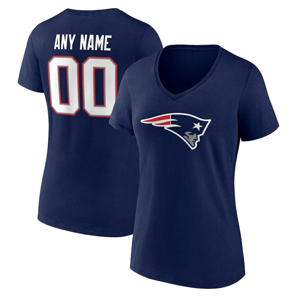 New England Patriots Women's Team Authentic Personalized Name & Number V-Neck T-Shirt - Navy online