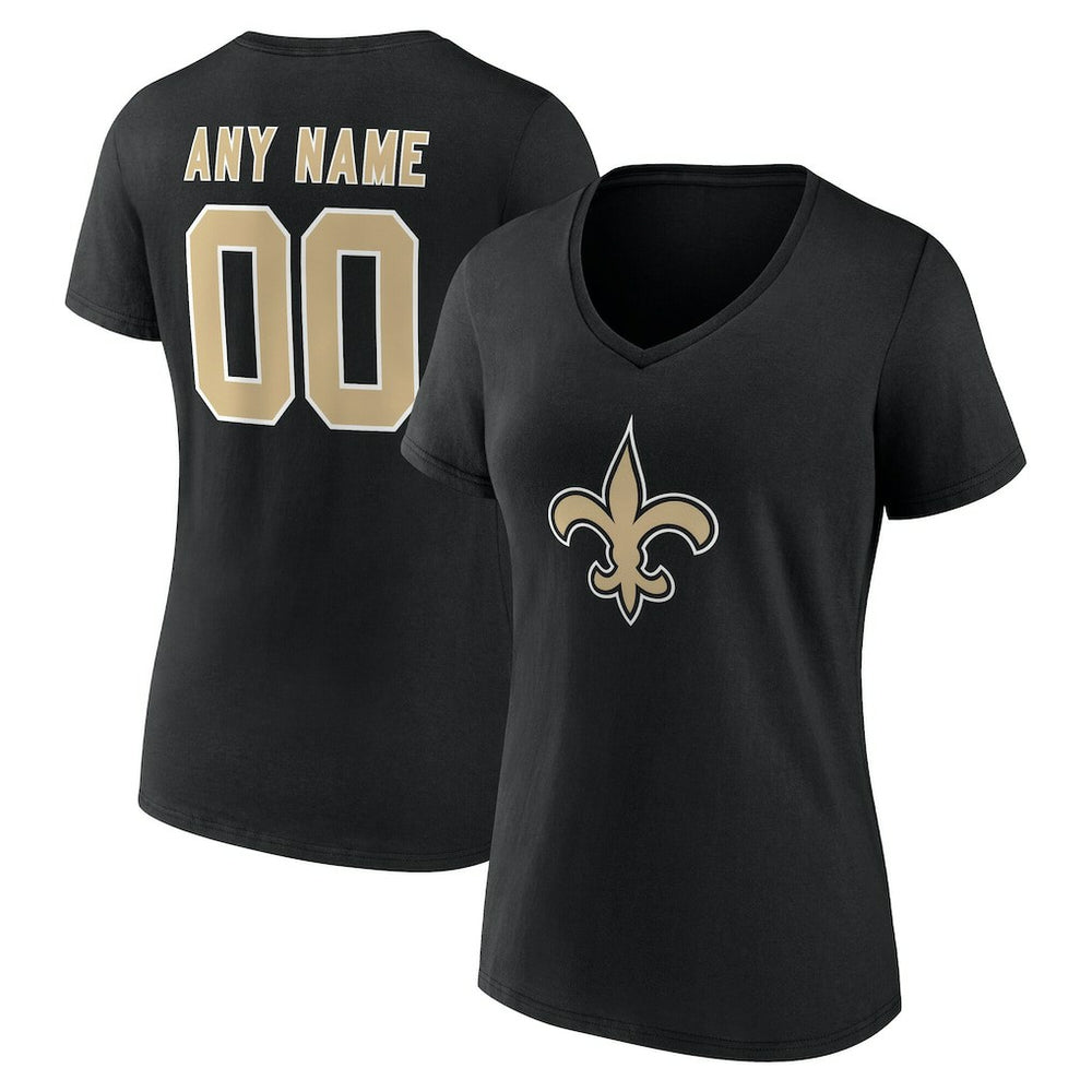 New Orleans Saints Women's Team Authentic Personalized Name & Number V-Neck T-Shirt - Black discount
